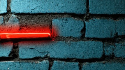 Poster - Vintage Pop Art Scene with Dramatic Neon Light against Old School Brick Wall in Retro Style