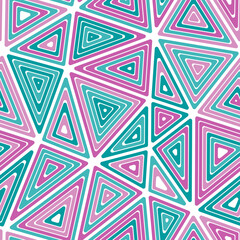 Poster - Mosaic background. Big triangles size. Multiple repeated inner triangles. Multicolored style. Repeatable pattern. Artistic vector tiles. Seamless vector illustration.