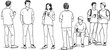 © Anomal - People sketch. Casual group of people silhouettes. Outline hand drawing illustration.