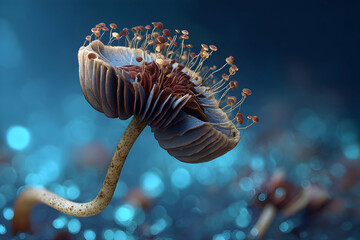 Poster - Detailed digital rendering of a fantastical flower-like fungi.