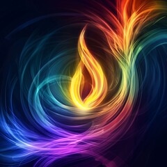 Poster - Vibrant spectrum light swirls, creating a mesmerizing luminous abstract design