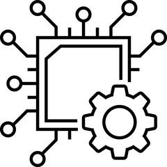 Fototapete - circuit technology chip icon. technology chip with gear icon for artificial intelligence. isolated o