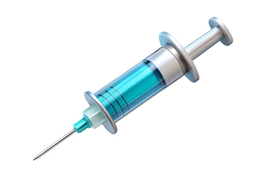 Syringe 3d rendering isolated on transparent background. Cartoon plastic style