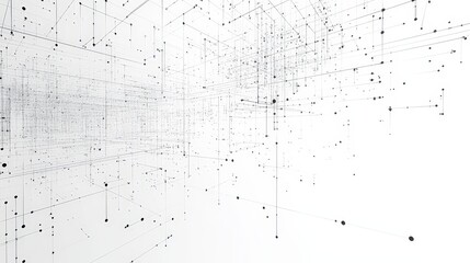 Poster - Abstract network background with connecting lines and dots, data flow design