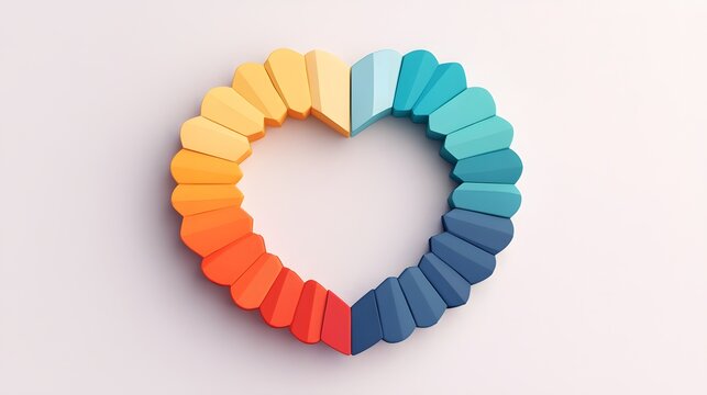 Colorful 3D Heart Shape Blocks Abstract Health Wellness Design
