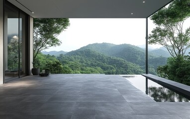 Wall Mural - Open-air patio with mountain view