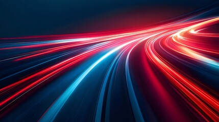 Aufkleber - 抽象的な赤いと青い光の軌跡 夜の高速道路でのスピード感と未来的なエネルギー