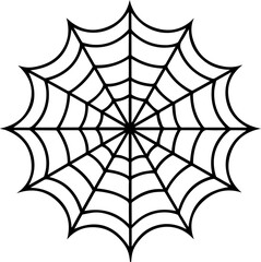 spider web outline vector illustration, line art