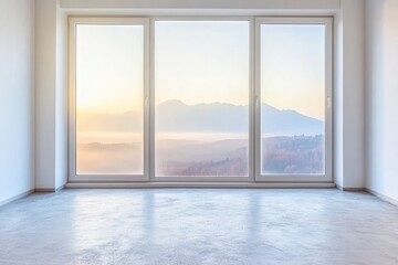 Wall Mural - Empty room with panoramic mountain views
