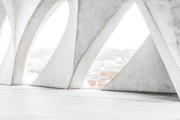 Wall Mural - Modern architectural interior with city views