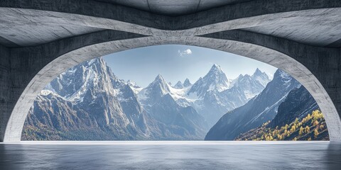 Wall Mural - Modern Concrete Archway, Mountain View