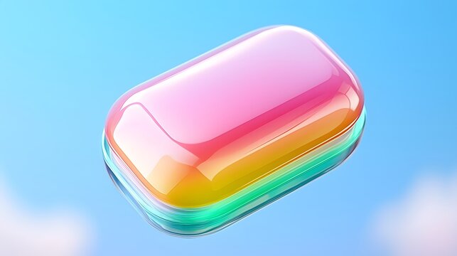 Floating Rectangular Product Label Mockup with Soft Pastel Gradient Colors