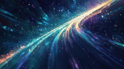 Poster - Abstract cosmic highway, light trails in a vibrant, dynamic galaxy