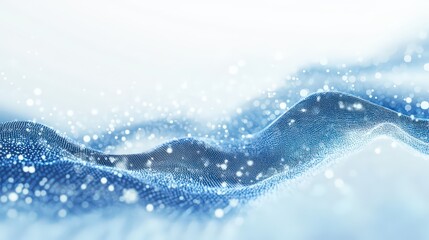 Poster - Abstract Futuristic Landscape with Shining Particles, Digital Wave Background