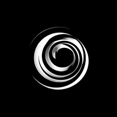 Poster - Abstract metallic swirl, swirling vortex on black backdrop, 3D rendered
