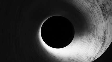 Poster - Abstract Monochrome Circular Pattern with Deep Black Central Void