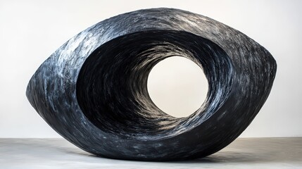 Poster - Abstract monolithic sculpture with an eye-shaped void, dark aesthetic art