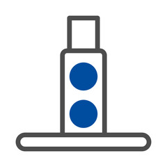 Poster - Abstract minimalist illustration of a rectangular shape with dual blue circles