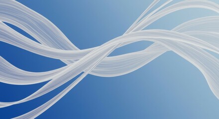 Aufkleber - Abstract White Lines Flowing on Gradient Blue Background
