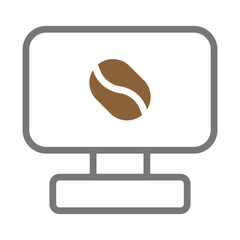 Poster - Minimalist computer display showcasing a vibrant coffee bean icon graphic