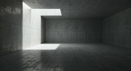 Aufkleber - Concrete Room with Sunlight Streaming Through Opening