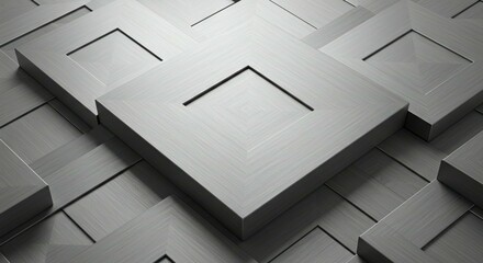 Aufkleber - Abstract Metal Squares Pattern Silver Tones Background Texture