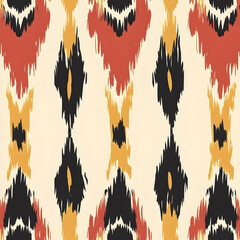 Poster - Intricate, repeating pattern of vibrant ikat design.