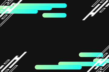 Poster - Cyber Cyan Cloud with Pixelated Dash Lines Background, Dark Black