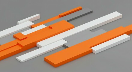 Aufkleber - Abstract Geometric Pattern with Orange and White Rectangles