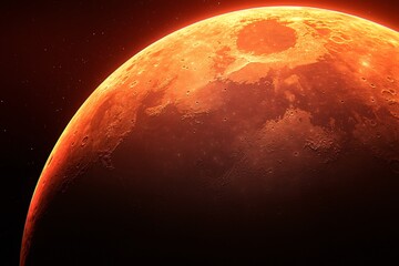 Wall Mural - martian surface close up red planet s texture and craters in space