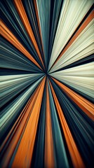Fototapete - Abstract Burst of Color Dynamic Radial Lines in Teal Orange and Beige