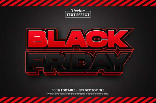 red and black Editable text effect black friday style premium vector