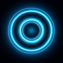 Poster - Glowing concentric blue light circles with a dark background