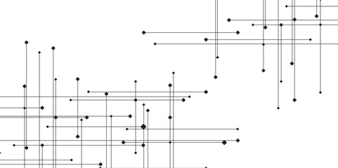 Fototapete - abstract line or strokes with dots, dotted line, node point, digital background vector design concept. abstr technology White background Future new technology for business or science presentation.	