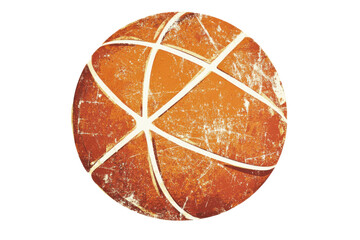 Poster - A distressed orange sphere with white lines on a black backgroun