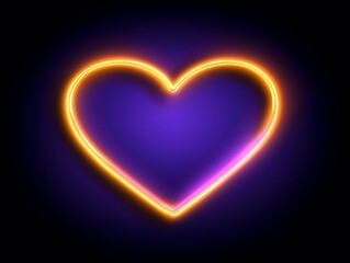 Poster - A glowing heart shape with neon orange outline on dark background