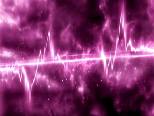 Poster - Pink energy waves pulse across a dark and cloudy background