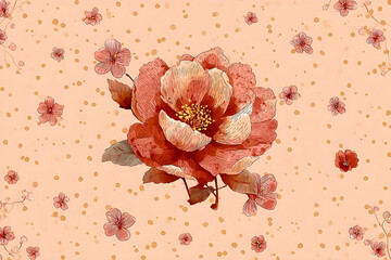 Poster - Delicate floral pattern with a central rose.