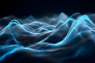 Poster - Abstract digital wave formations in deep blue tones.