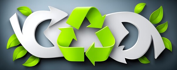 Poster - A minimalist portrayal of the circular economy ethos, with a green upward arrow symbolizing growth and innovation in environmentally sustainable practices. The clean design and ample copy space make