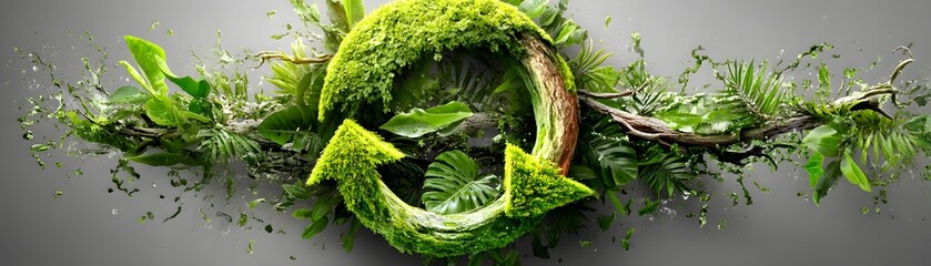 Poster - in a symbolic representation of circular economy principles, an upward green arrow highlights progre