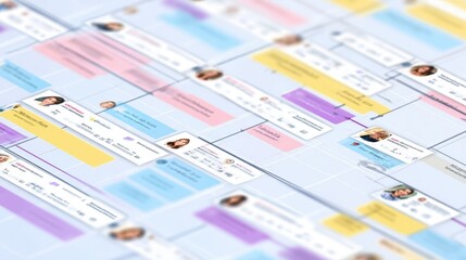 Poster - Complex organizational chart illustration with many individuals.