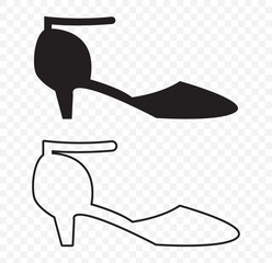 Poster - Set of high heels icon, silhouette, outline, vector, illustration, isolated on a Transparent Background. EPS 10.