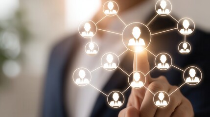 Poster - Networked people concept displayed by a person's finger.