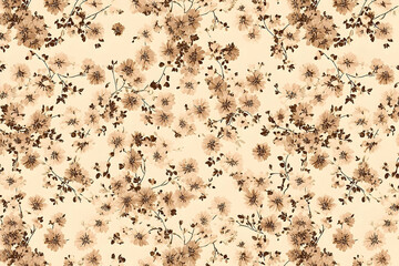 Poster - Delicate floral pattern on a light beige background.