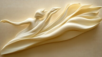 Poster - A serene sculptured depiction of ethereal figure floating gracefully in fabric