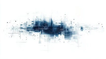 Poster - Abstract urban technological concept with network connections and data flow