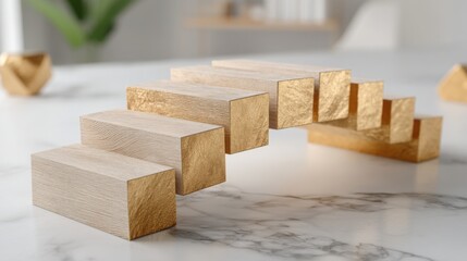 Poster - Set of precious metal bars symbolizing long-hold return curve icon concept for elegant financial investment strategies