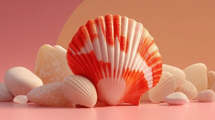 Poster - Collection of shells on a sandy surface as a purposeful yield icon concept signifying intention in every path forward