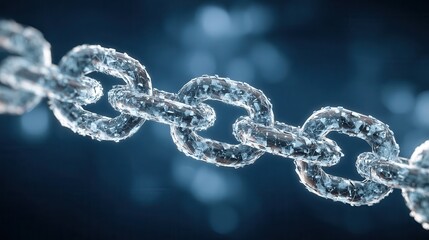 Poster - A close-up view of a chain covered in icy droplets.